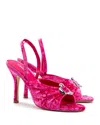 Larroude Mayfair Velvet Buckle Slingback Sandals In Shock Pink