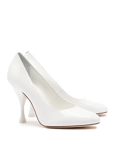 Larroude Michelle Patent Leather Stiletto Pumps In White
