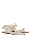 Larroude Milano Leather Dual-buckle Slingback Sandals In Ivory