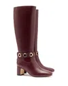Larroude Milan Leather Ankle-strap Knee Boots In Purple