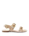 Larroude Milan Raffia Sandal In Beige