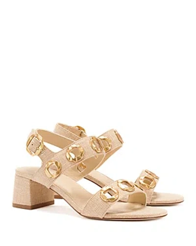 Larroude Women's Milan Embellished Raffia & Leather Sandals In Beige