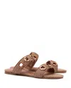 Larroude Milan Raffia Dual-band Slide Sandals In Brown