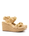 LARROUDE WOMEN'S MILAN STUDDED ESPADRILLE WEDGE SANDALS