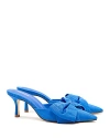 Larroude Women's Mini Elle Pointed Toe Bow Accent Mid Heel Pumps In Azure