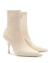 Larroude Georgia Stretch Leather Ankle Boots In Off White