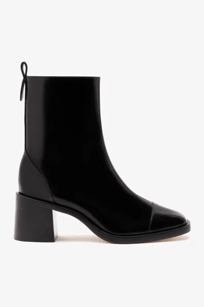 Larroude Women's Mini Ricky Boot In Glossy Black Box Leather