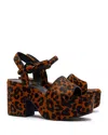 Larroude Women's Miso Animal Print Calf Hair High Heel Platform Sandals In Natural