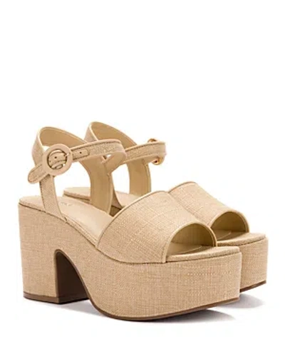 Larroude Women's Miso 90mm Leather-trimmed Raffia Platform Sandals In Beige