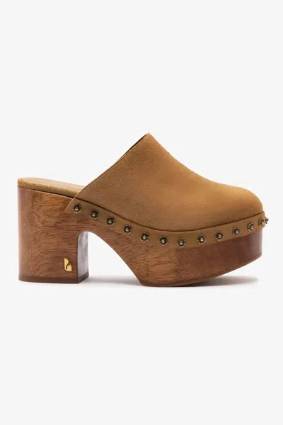 Larroude Women's Miso Wooden Platform Clogs In Peanut In Brown