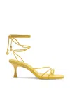 Larroude Women's Nadia Square Toe Strappy Mid Heel Sandals