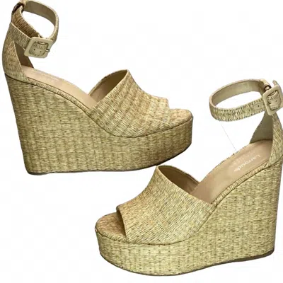 Larroude Women's Raffia Wedge Sandals In Sepia In Green