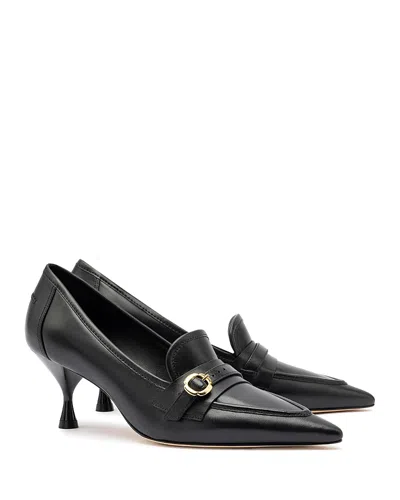 Larroude Larroudé Susan Pointed Toe Loafer Pump In Black