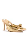 Larroude Women's Valerie 95mm Knotted Metallic Leather Mules In Gold