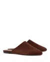 Larroude Venice Suede Ballerina Mules In Brown