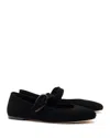 Larroude Verona Suede Mary Jane Ballerina Flats In Black