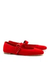 Larroude Verona Suede Mary Jane Ballerina Flats In Scarlet