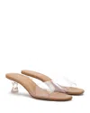 Larroude Vivi Clear Leather Kitten-heel Mules In Tan