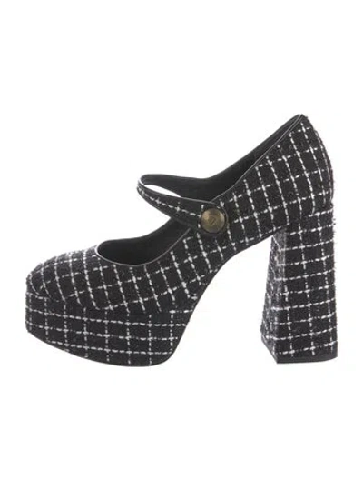 Pre-owned Larroude Wool Printed Pumps In Blue