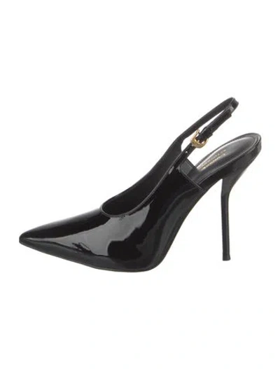 Pre-owned Larroude X Altuzarra Embossed Leather Slingback Pumps In Black