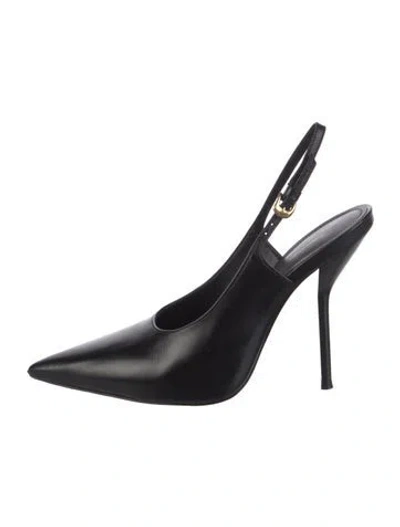 Pre-owned Larroude X Altuzarra Leather Slingback Pumps In Black