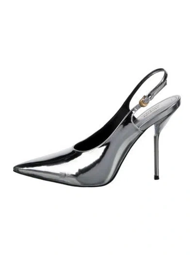 Pre-owned Larroude X Altuzarra Leather Slingback Pumps In Silver