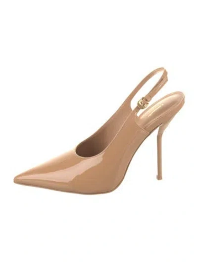 Pre-owned Larroude X Altuzarra Patent Leather Slingback Pumps In Neutral