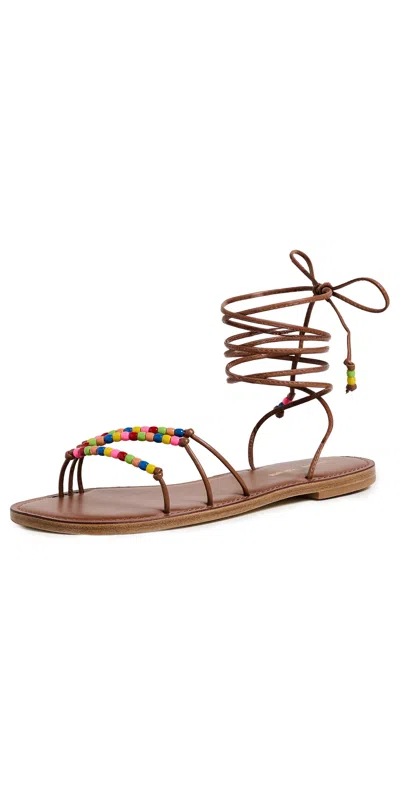 Larroude X Ciao Lucia Susana Flat Sandals Calf Skin Caramel