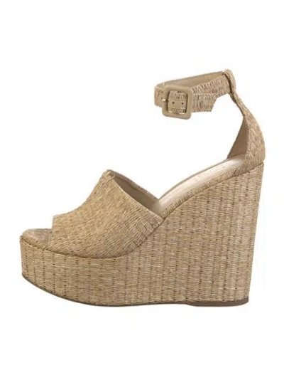 Pre-owned Larroude X Jennifer Fisher Raffia Espadrilles In Neutral