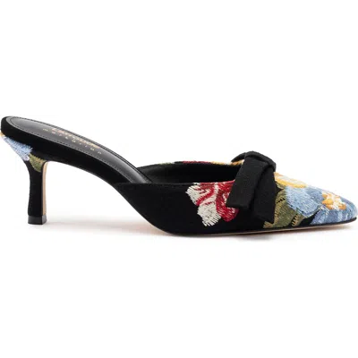 Larroude Larroudé X Markarian Mule In Wool And Floral Embroidery In Black