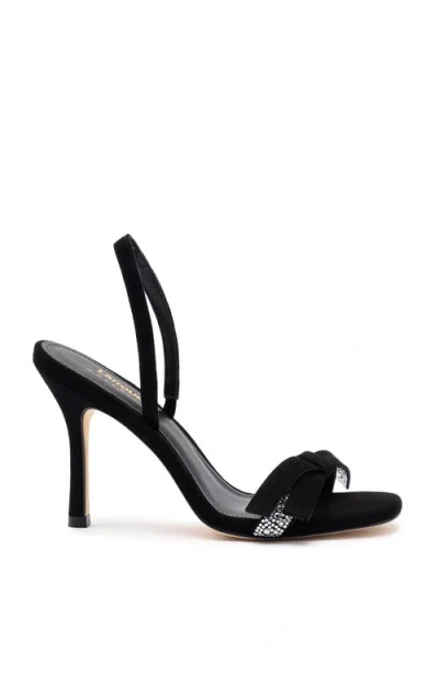 Larroude Annie Suede Crisscross Halter Sandals In Black Suede And Crystals