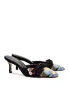 Larroude Larroudé X Markarian Mule In Wool And Floral Embroidery In Black