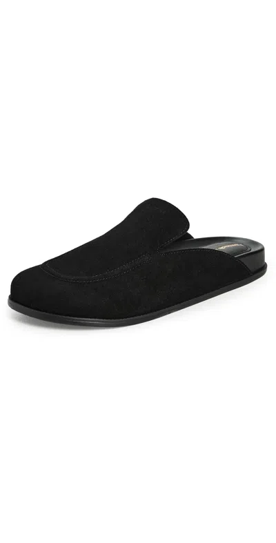 Larroude X Parke Clogs Heavy Suede Black