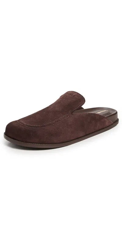 Larroude X Parke Clogs Heavy Suede Brown