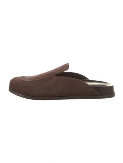 Pre-owned Larroude X Parke Suede Mules In Brown