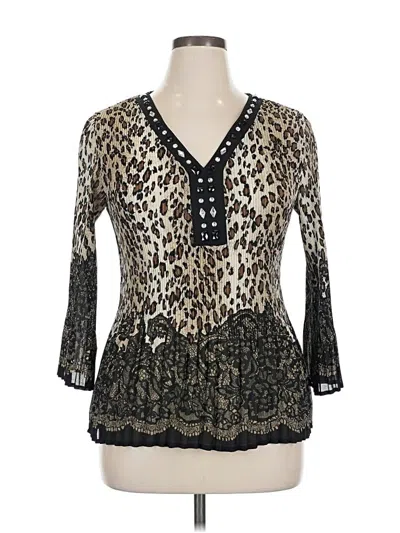 Pre-owned Larry Levine 3/4 Sleeve Blouse In Black