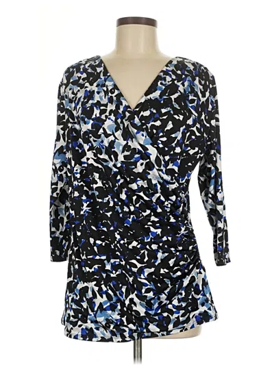 Pre-owned Larry Levine 3/4 Sleeve Blouse In Blue