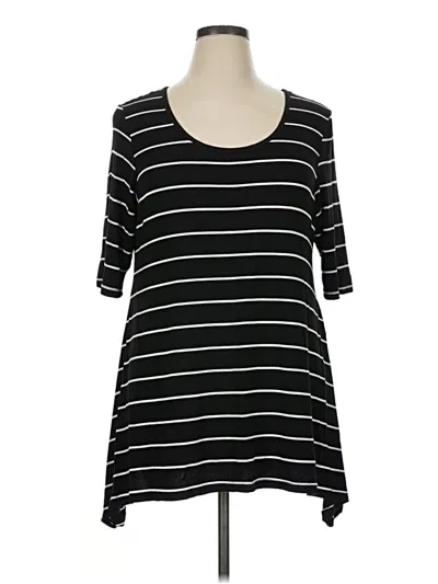 Pre-owned Larry Levine 3/4 Sleeve Top Black Scoop Neck Tops