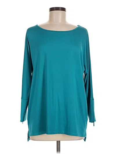 Pre-owned Larry Levine 3/4 Sleeve Top Teal Boatneck Tops