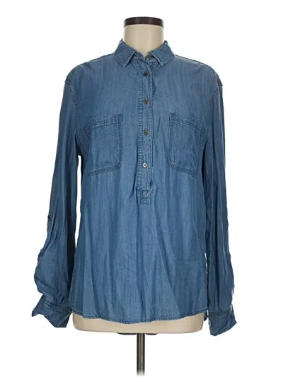 Pre-owned Larry Levine Long Sleeve Button Down Shirt In Blue