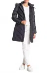 Larry Levine Mid Length Faux Fur Hooded Puffer Jacket In Grey In Gray