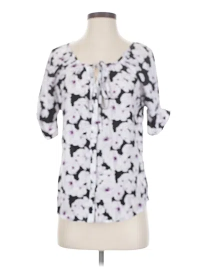 Pre-owned Larry Levine Short Sleeve Blouse In White