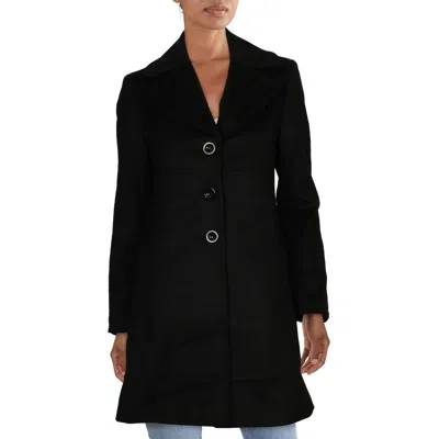 Larry Levine Womens Wool Blend Midi Walker Coat In Black