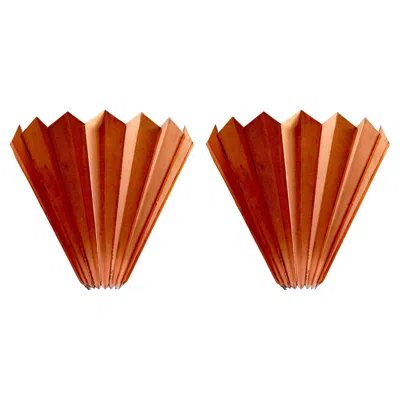 Pre-owned Larry Lubow Large Copper Fluted Sconces By , Arts And Crafts Style In Red