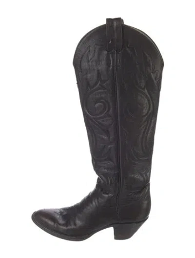 Pre-owned Larry Mahan Leather Western Boots In Black