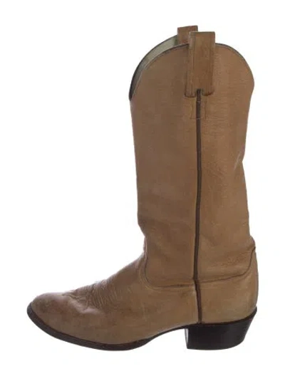 Pre-owned Larry Mahan Leather Western Boots In Brown