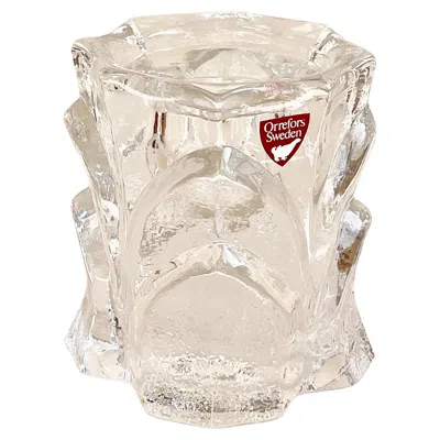 Pre-owned Lars Hellsten Mid Century Crystal Candle Holder By  For Orrefors, Sweden In Sand