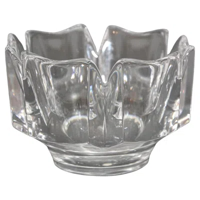 Pre-owned Lars Hellsten Orrefors Crystal Corona Bowl, Hand-crafted In Sweden In Gray