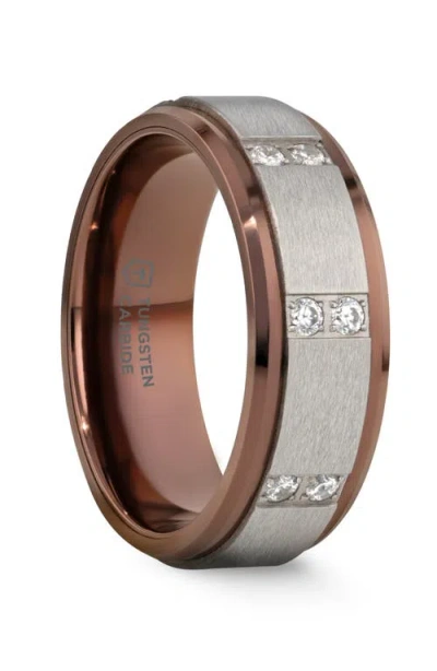 Larson Jewelers Beowulf Raised Center Tungsten Wedding Band In Brown