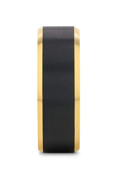 Larson Jewelers Gaston Tungsten Beveled Ring With Brushed Center In Black